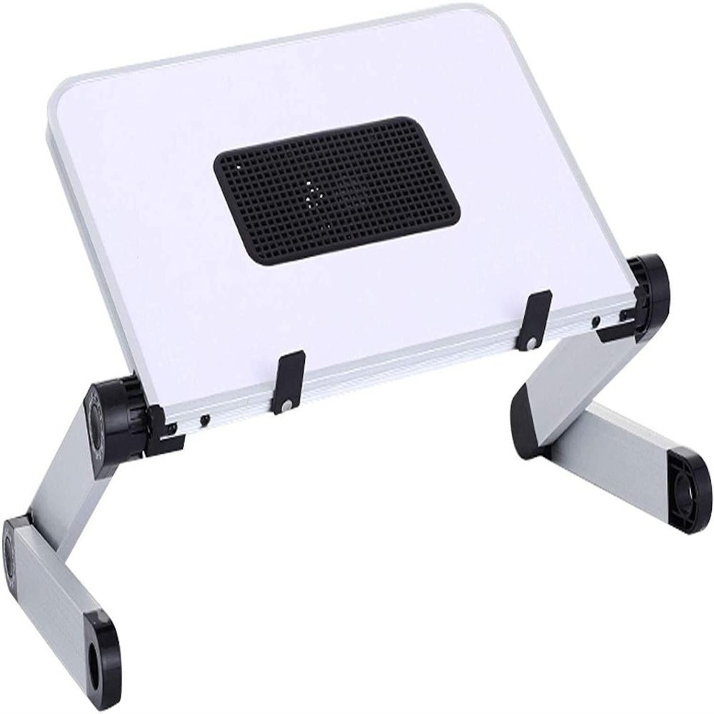 Adjustable Laptop Stand, Recliner Aluminum Cooling Notebook Riser Laptop Mount Computer Holder Portable Laptop Stand with Non-Slip Density Board Baffle Compatible with 11'' -17''(White)