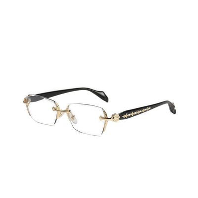 Oversized Rimless Blue Light Glasses - Unisex Eyewear, Anti-Fatigue, Clear Lens for Office, Computer, Reading & Daily Use (Gold)