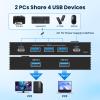 USB 3.0 Switch 4 Port-USB switcher 2 Computers Sharing USB-C/A Devices (Keyboard, Mouse, Printer), with 1 USB-A to C & 2 USB-A to A Cables view 2