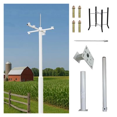 6 8 10 12 13 15 16 19.7ft Security Camera Pole Outdoor, Universal Surveillance Camera Post Stand with 40cm Lightning Rod, CCTV Pole Backyard Walkway(ligjt grey,78.7in/200cm)