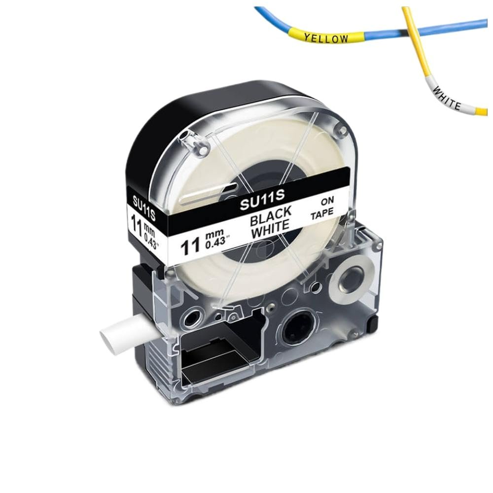DXGAmZ 3. 5mm 5mm 11mm SU5S Compatible Heat Shrink Tube LK-4WBA5 SU5S SU5Y SU11S SU11Y SU3W SU3Y Label Tape Compatible with LW-300 400 Label Maker(11mm White)
