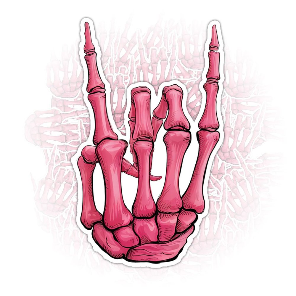 3Pcs Rock Skeleton Sticker Gifts Funny Gothic Anatomy Stickers Skeleton Hand Rock Sign for Music Lovers and Halloween Fans Car Decal for Laptop Water Bottle Guitar Phone Case