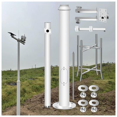 Outdoor Security Camera Pole Mount Kit with Rebar Base for Farm and Countryside Surveillance (White 450cm (3 Sections) H)