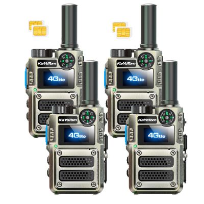KAYOTOM Unlimited Range Walkie Talkies with Lifetime Free SIM | 4G LTE POC for Global Push-to-Talk Over Cellular | Ideal for Business, Security, Construction & Outdoor | (Compass, 4-Packs)