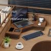 Vpswekans Solid Wood Corner Monitor Stand, Space Saving Laptop Stand with Metal Legs, Monitor Riser for Desktop Computer, Office Desk Accessories(Natural,Small) view 4
