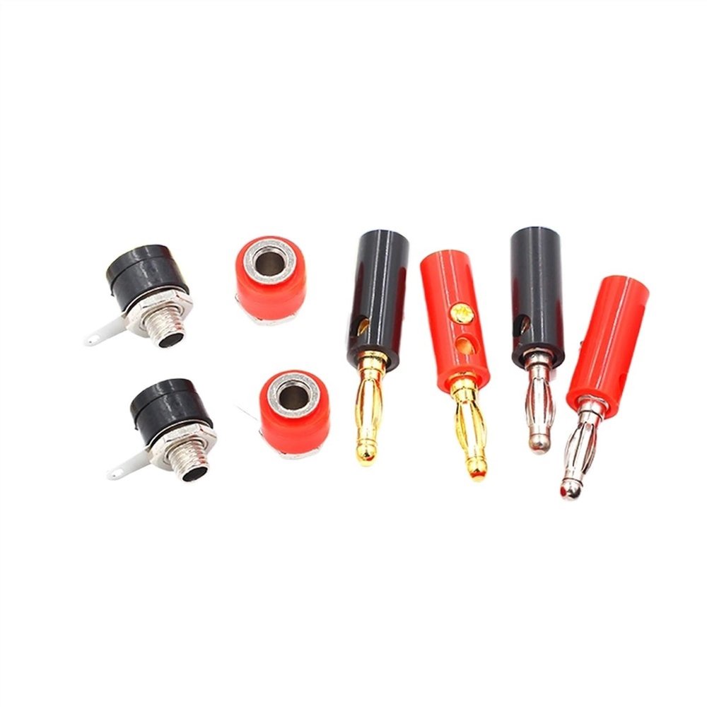 10Pcs Audio Speaker Screw Banana Gold Plate Plugs Connectors 4mm Black Red Golden(10PCS Black Golden)