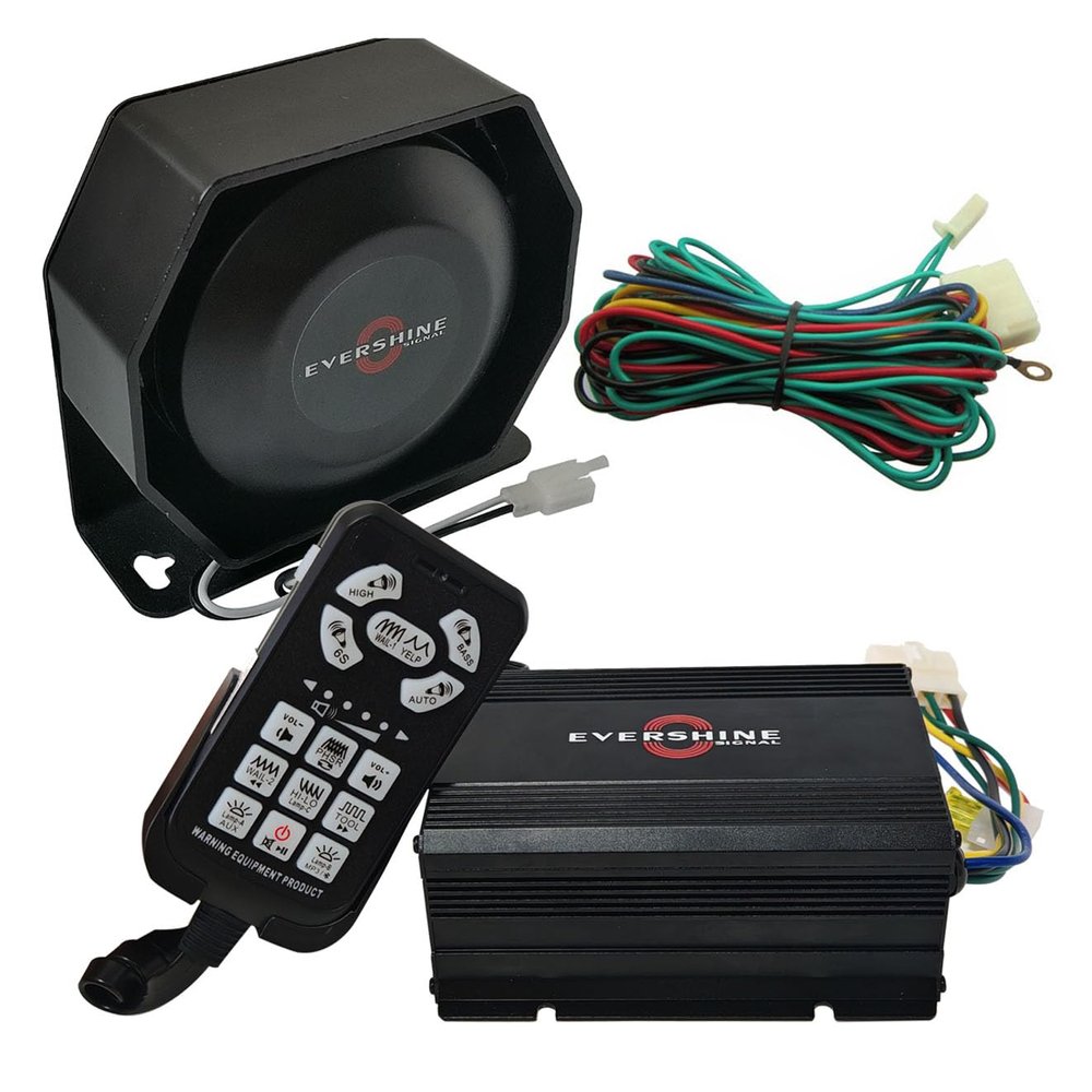 100W Loud Police Siren & PA Speaker Kit with Microphone, IP66 Waterproof, 12V/24V Vehicle Alarm System for Emergency, Truck, UTV, ATV