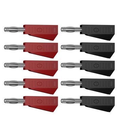 10PCS 4MM Stackable Banana Copper Nickel Plated Soldering Electrical Connector Tools J.10029(5 red 5 Black)