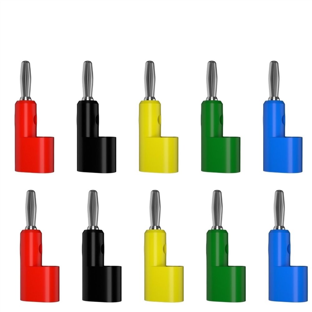 10pcs 4mm Banana Pin Copper Electrical Connector Adaptor Tools Parts J.10025(5 Red 5 Black)