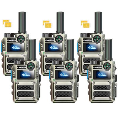 KAYOTOM Unlimited Range Walkie Talkies with Lifetime Free SIM | 4G LTE POC for Global Push-to-Talk Over Cellular | Ideal for Business, Security, Construction & Outdoor | (Compass, 6-Packs)
