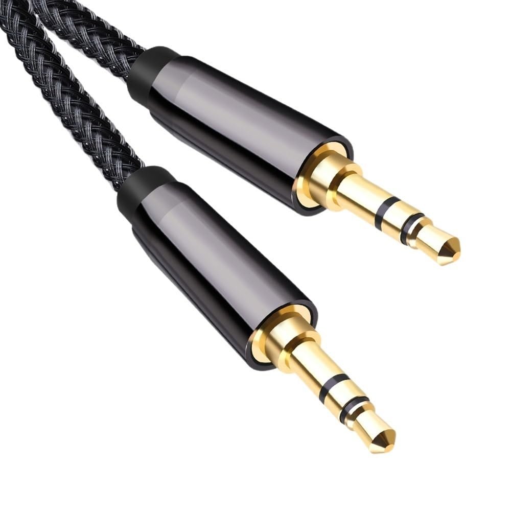 bodateng 24K Gold Plated 3.5mm to 3.5 mm Aux Cable for Car Earphone HiFi Stereo Audio Connector 2m 300cm 5m 10m Long(3m)