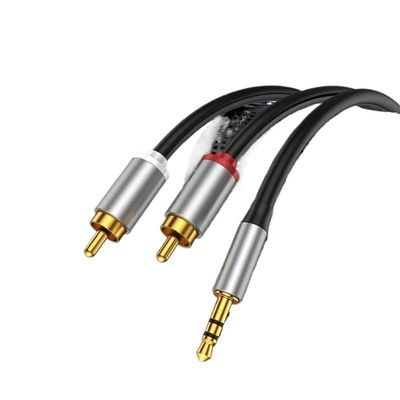 bodateng 3.5 to 2 R/CA Aux Cable 3.5mm to 2RCA Male Splitter Audio Wire for TV PC Amplifier Home Theater DVD(2m)