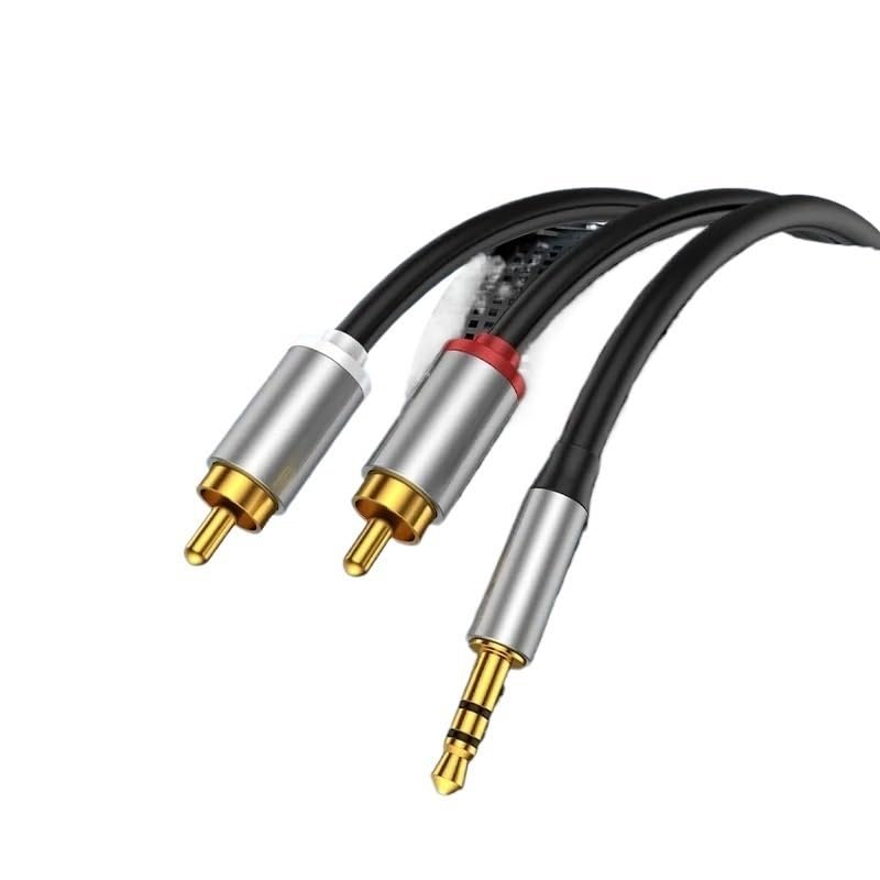 bodateng 3.5 to 2 R/CA Aux Cable 3.5mm to 2RCA Male Splitter Audio Wire for TV PC Amplifier Home Theater DVD(2m)