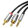 bodateng 3.5 to 2 R/CA Aux Cable 3.5mm to 2RCA Male Splitter Audio Wire for TV PC Amplifier Home Theater DVD(2m) view 2