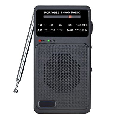 Yunseity AM FM Portable Radio, Small Radios with Earphone Jack, Belt Clip, Deliver Clear, Zero Distortion Audio, Compact Design, for Elder, Parents, Home, Camping. (Black)