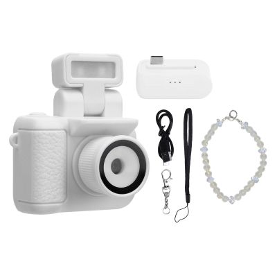 Alomejor Keychain Camera, 1080P HD Mini Camera with 1.44 Inch Screen Built in Flash for Students Travel (White)