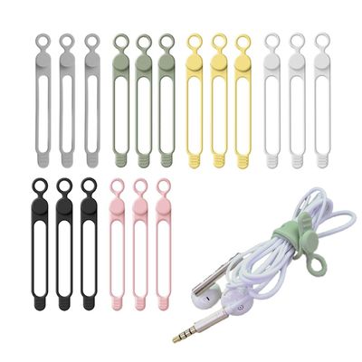 18Pcs Silicone Cable Straps Cord Organizer for Bundling Earphone, Phone Charger Computer Cords, Highly Elastic Cable Ties, Reusable Convenient Storage and Organization Organizer in Home,Office