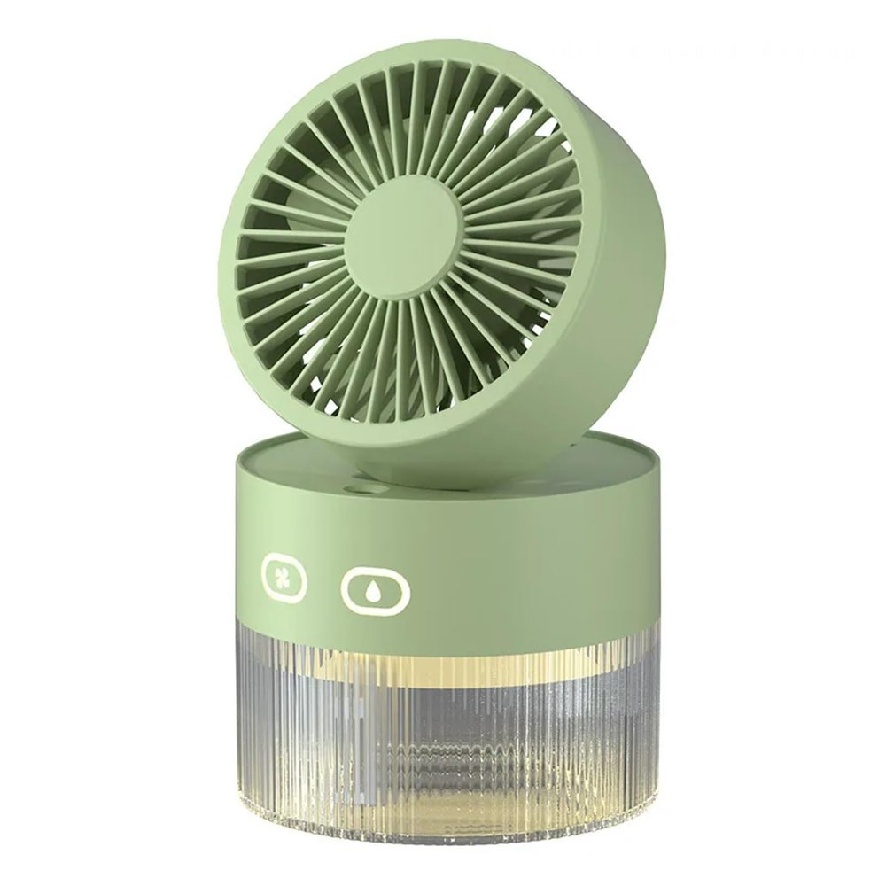 2025 Simple Humidifying Spray Small Fan Bedroom Desktop Rotation Adjustable USB Rechargeable Humidifier(Green)