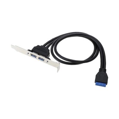 YWZBQL Wen ST 20Pin to USB3.0 Baffle Extension Cable 5Gb High Speed 2X USB 3.0 Back Panel Expansion Bracket for PC Motherboard(Black)