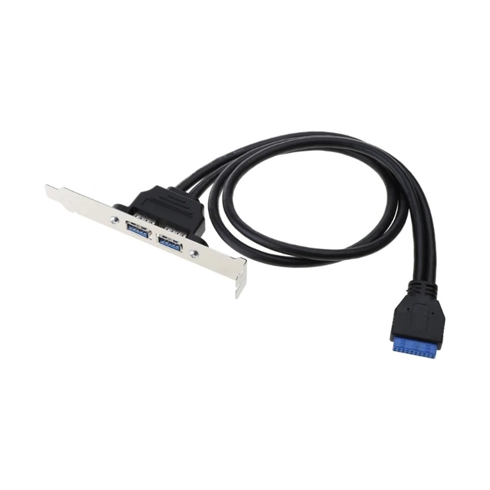 YWZBQL Wen ST 20Pin to USB3.0 Baffle Extension Cable 5Gb High Speed 2X USB 3.0 Back Panel Expansion Bracket for PC Motherboard(Black)