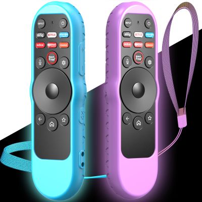 2PACK Case Cover for VIZIO XRT270 Smart TV Remote Control Silicone Skin Sleeve with Lanyard Glow in the Dark Purple Blue