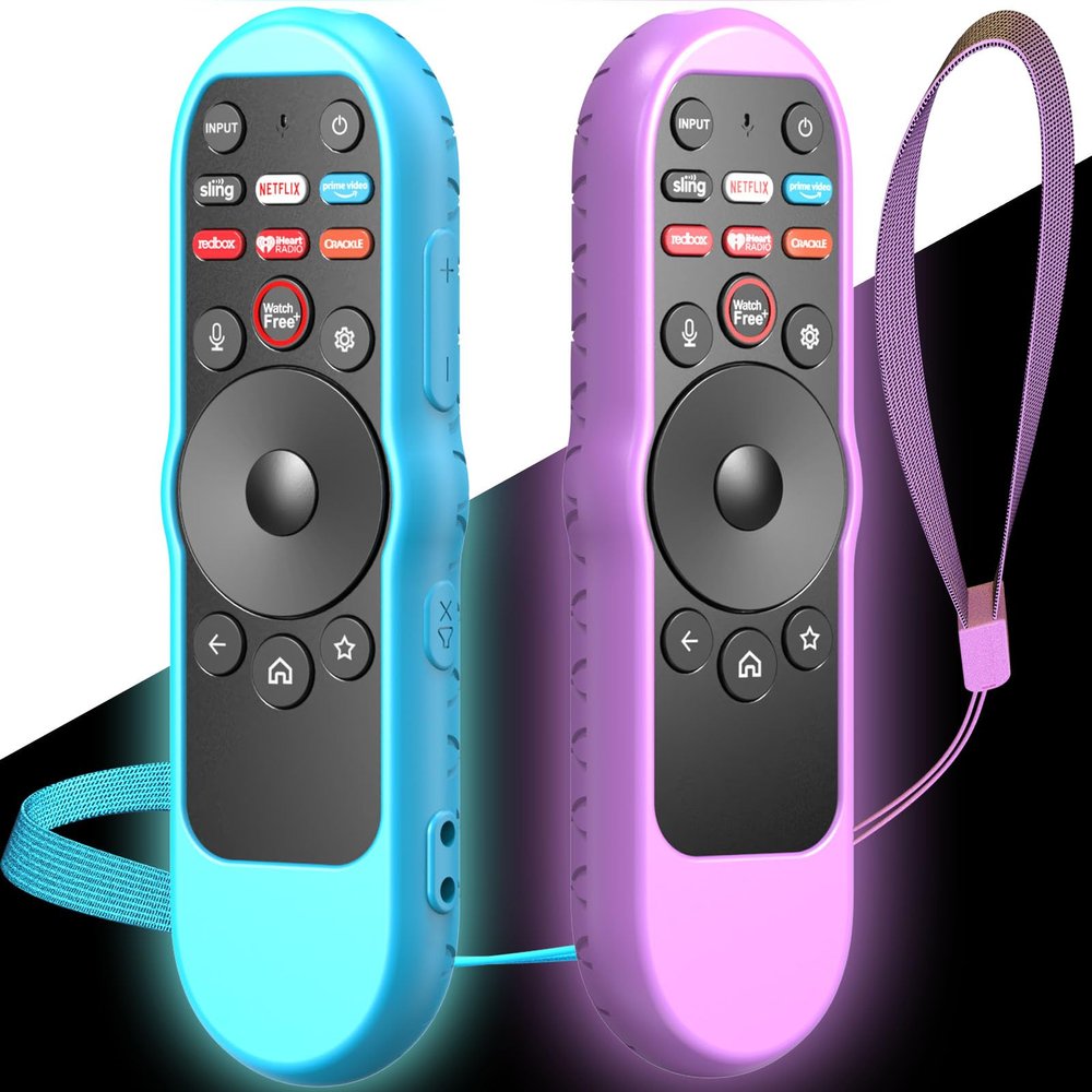 2PACK Case Cover for VIZIO XRT270 Smart TV Remote Control Silicone Skin Sleeve with Lanyard Glow in the Dark Purple Blue