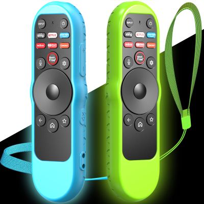 2PACK Case Cover for VIZIO XRT270 Smart TV Remote Control Silicone Skin Sleeve with Lanyard Glow in the Dark Green Blue