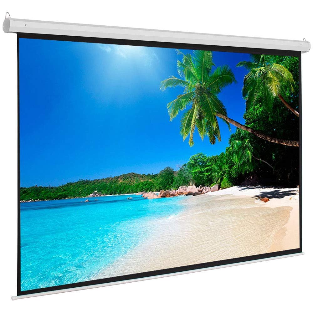 100" Motorized Projector Screen, Indoor Outdoor 4:3 Manual Projector Screen, Wall/Ceiling Mounted, Portable HD Movie Screen for Office Home Theater Classroom TV Usage, Matte White
