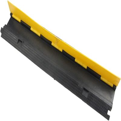 1 Channel Traffic Hose Wire Cover Rubber Black Base with Yellow Lid, Cable Protector(W22cm/9.7in)