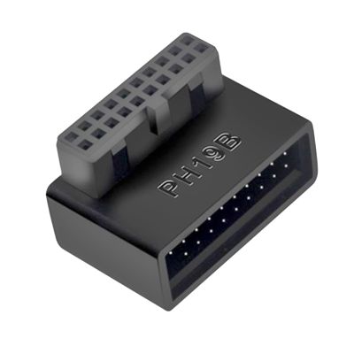 IYUANEPRO USB 3.0 19/20 Pin Right Angle Male to Female Extension Bracket for PC Motherboard - 90 Degree L-Shaped Cable Adapter for Clean Cable Management (B)