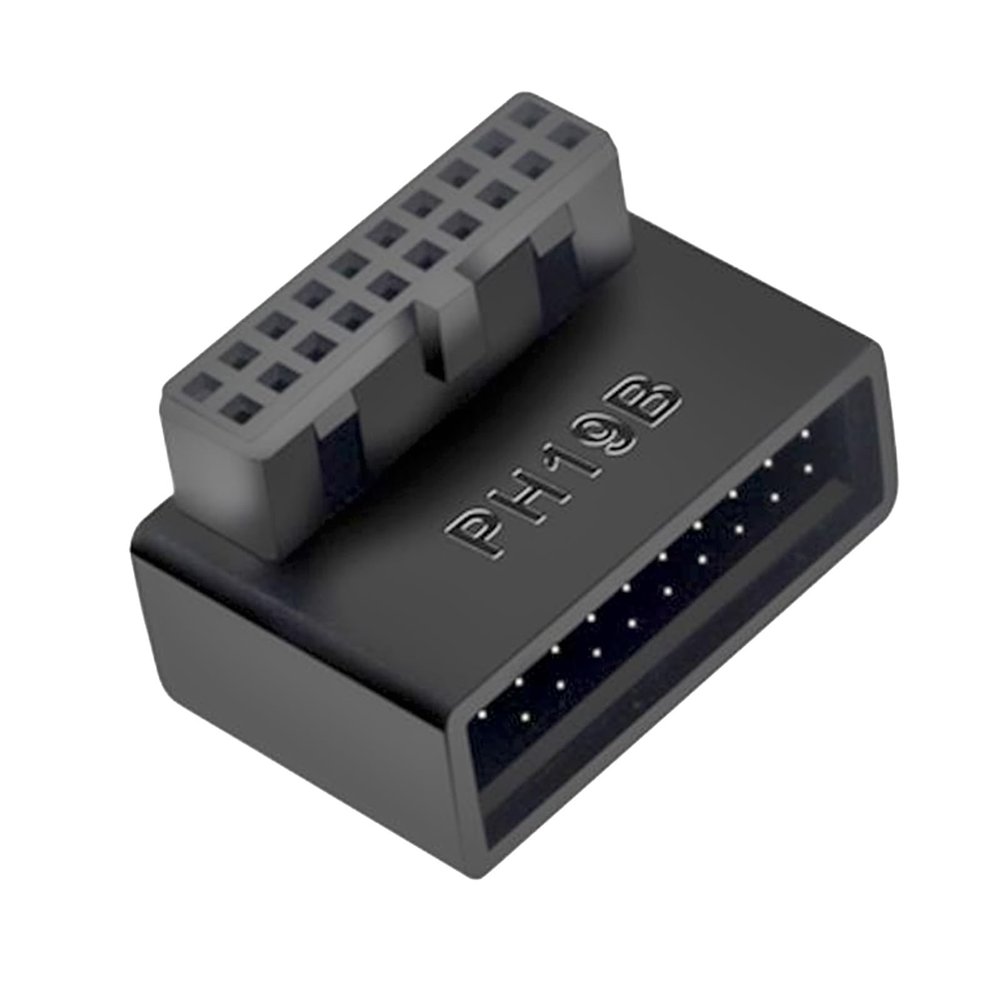 IYUANEPRO USB 3.0 19/20 Pin Right Angle Male to Female Extension Bracket for PC Motherboard - 90 Degree L-Shaped Cable Adapter for Clean Cable Management (B)
