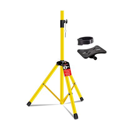 5 Core Speaker Stand Tripod Heavy Duty Adjustable for PA DJ Stage & Event Telescoping Height up to 36 Universal 35 mm Mount (Yellow)
