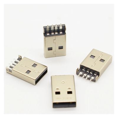 10pcs/lot USB 2.0 4Pin A Type Male SMT Connector Black G49 for Data Transmission Charging