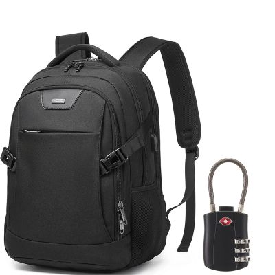 DUSLANG Anti-Theft Laptop Backpack, Black, 15.6-14-13 Inch Laptop Sleeve, USB Charging Port and Black TSA Lock