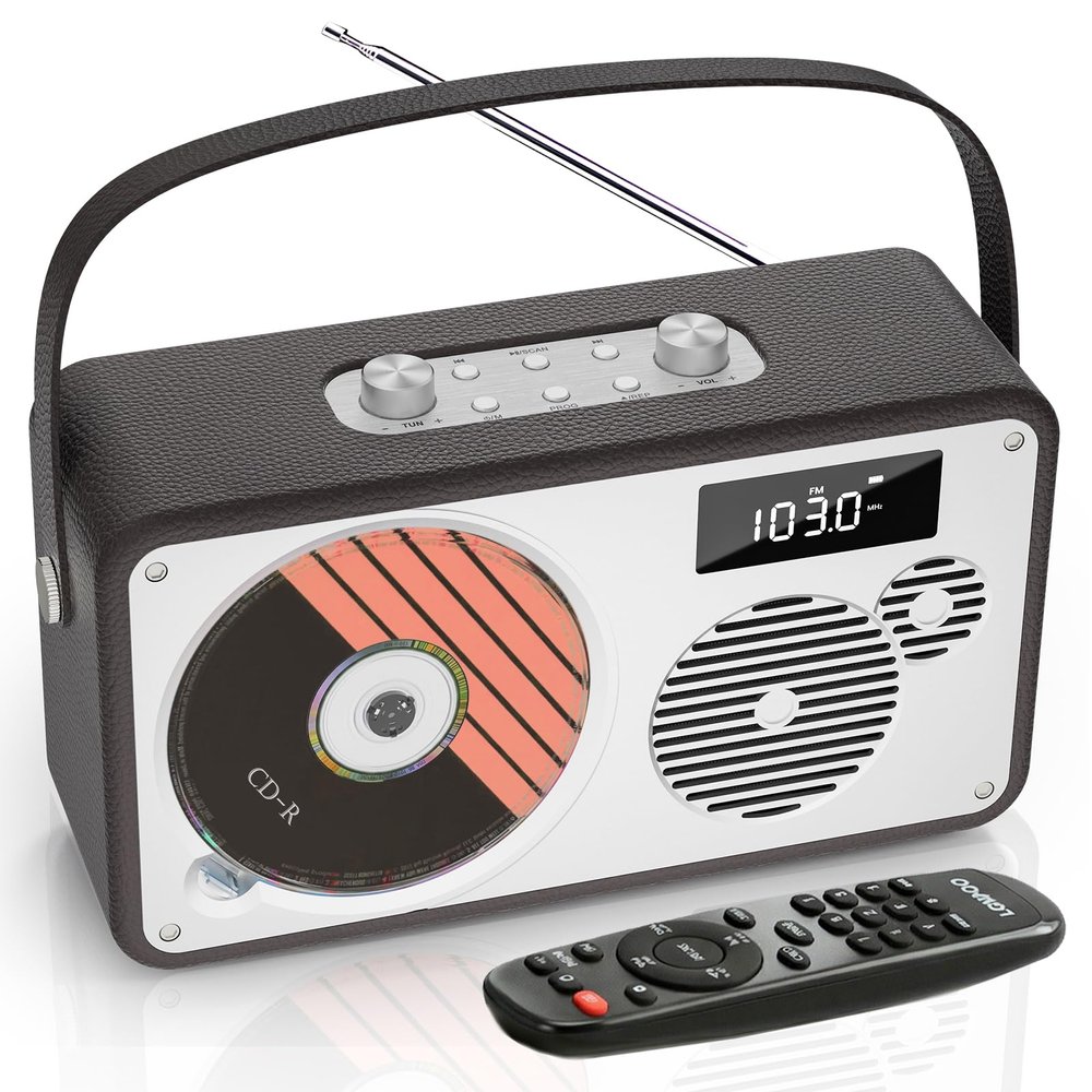 LONPOO LP-103 Portable HiFi CD Player with Bluetooth Speaker FM Radio USB