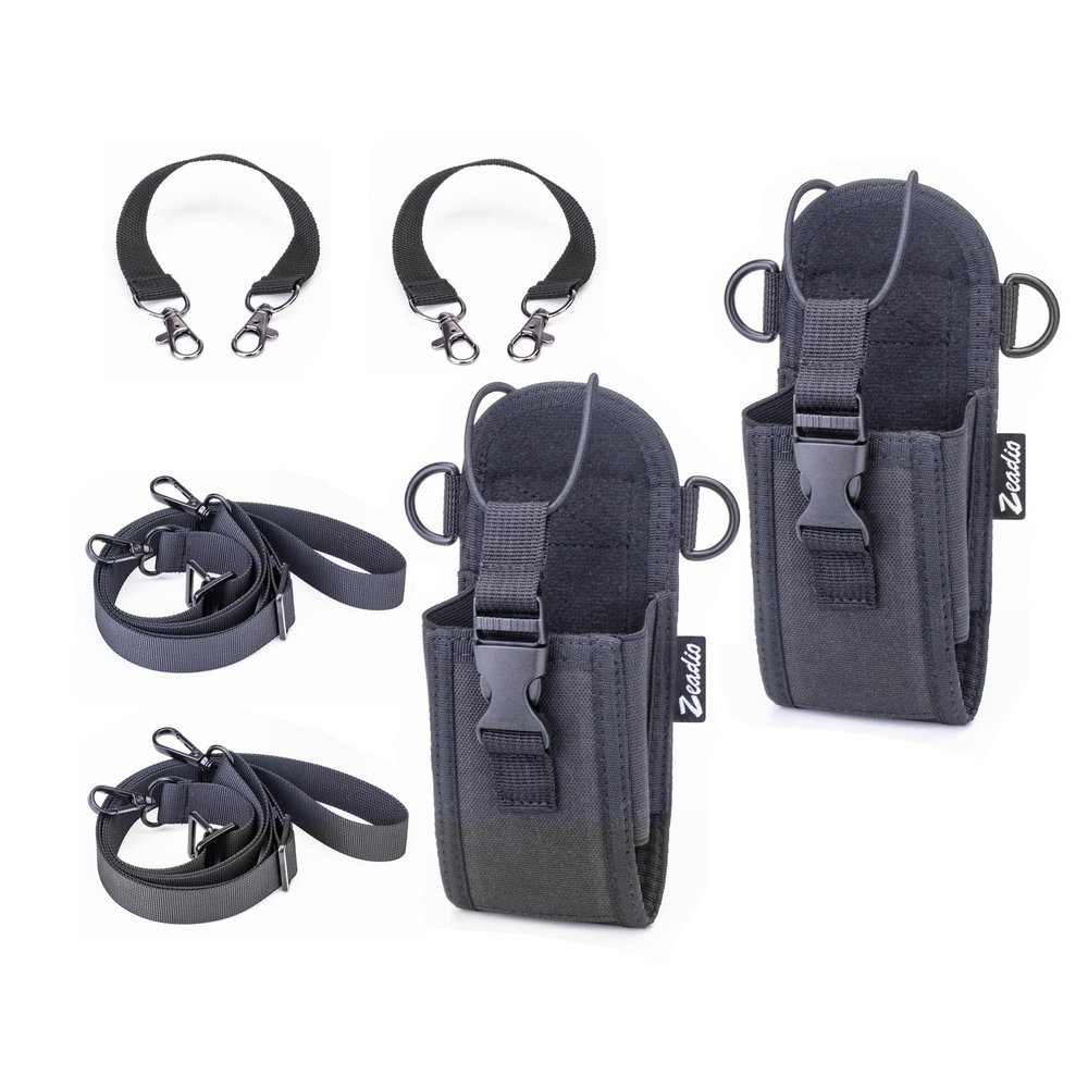 Zeadio Versatile Two-Way Radio Pouch Holster with Detachable Walkie Talkie Strap - Durable Radio Pouch and Holder for Outdoor Activities (ZNC-J, Pack of 2)