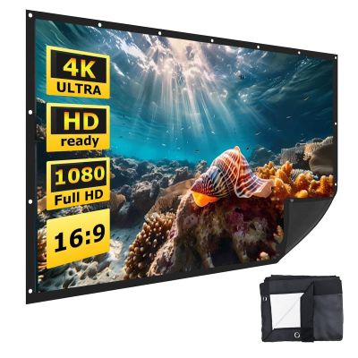 60-150 Inch Projector Screen 16:9 Foldable Anti-Crease Portable Projection Movies Screens for Home Theater Outdoor Indoor(72inch(16:9))