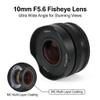 10mm F5.6 Wide Angle Fisheye Lens for FX Mount Camera, Black, 5 Groups 6 Pieces Structure - Ultra Wide 172 View, MC Multi Layer Coating, Ideal for Landscape and Architecture Photography view 2