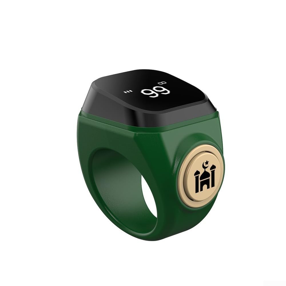 Smart Zikr-Ring, Rechargeable Electronic Digital Tasbih Counter Rings, Waterproof, 3 Sizes Finger Counter for Muslims, Prayer, Reminder(18mm Green)