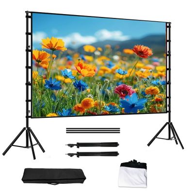 84-180inch Projector Screen with Stand, Portable Projection Movie Screen 16:9 4K for Indoor Outdoor Home Theater Backyard Cinema, with Carry Bag(150inch(16:9))