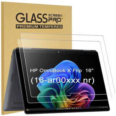 [2-Pack] 9H Hardness Tempered Glass Screen Protector for HP OmniBook X Flip 16 (16-ar/as0000) & HP OmniBook 7 Flip (16-au0000) 2-in-1 16-lnch Touchscreen Laptop | Anti-Scratch, Bubble-Free, Ultra HD