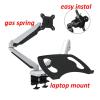 15"-27" Dl-Gm224U-D Dual Arm Monitor Desktop Stand Swivel Screen Table Bracket Big Clamp with Laptop Tray with USB Port(White) view 2