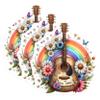 (3 Pack) Guitar Rainbow Decals - Floral Music Sticker - Love Tunes Laptop Decal - 3 Inches On Longest Side - Easy Peel & Apply - Made in USA - 3MCS7620 view 1