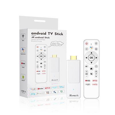 Android TV Stick 4K, 2025 TV Stick Android 14.0 2GB RAM 16GB ROM Ultra HD RK3518 CPU Supports Wi-Fi 6 2.4G/5G Wi-Fi Bluetooth 5.0 USB HDR10 with Bluetooth Voice Remote Control - White