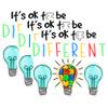 (3 Pack) Its Ok to Be Different Decals - Autism Awareness Decal - Puzzle Piece Lightbulb - 3 Inches On Longest Side - Easy Peel & Apply - Made in USA - 3MCS7287 view 1