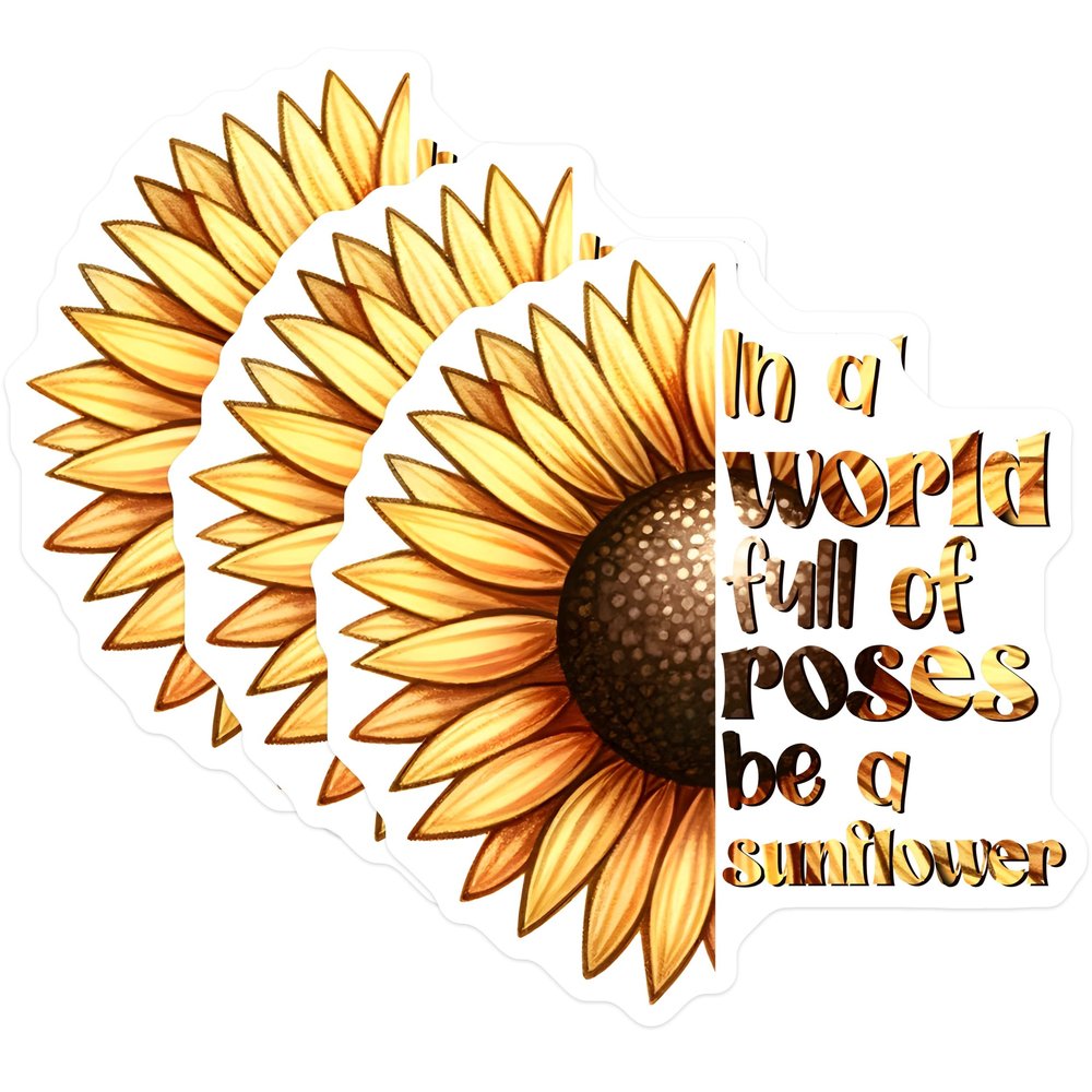 (3 Pack) Sunflower Decals - Inspirational Quote - Laptop Decals - 3 Inches On Longest Side - Easy Peel & Apply - Made in USA - 3MCS6744