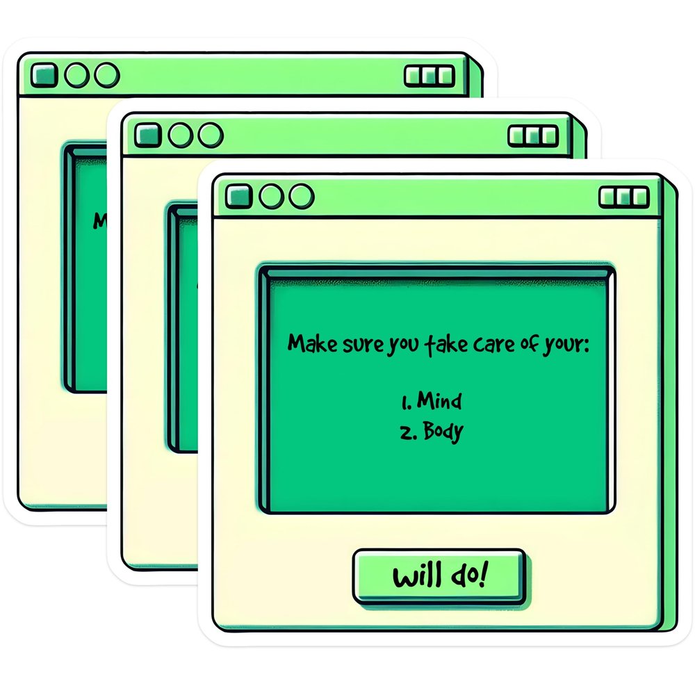 (3 Pack) Self Care Decals - Mental Health Reminders - Wellness Stickers - 3 Inches On Longest Side - Easy Peel & Apply - Made in USA - 3MCS7093