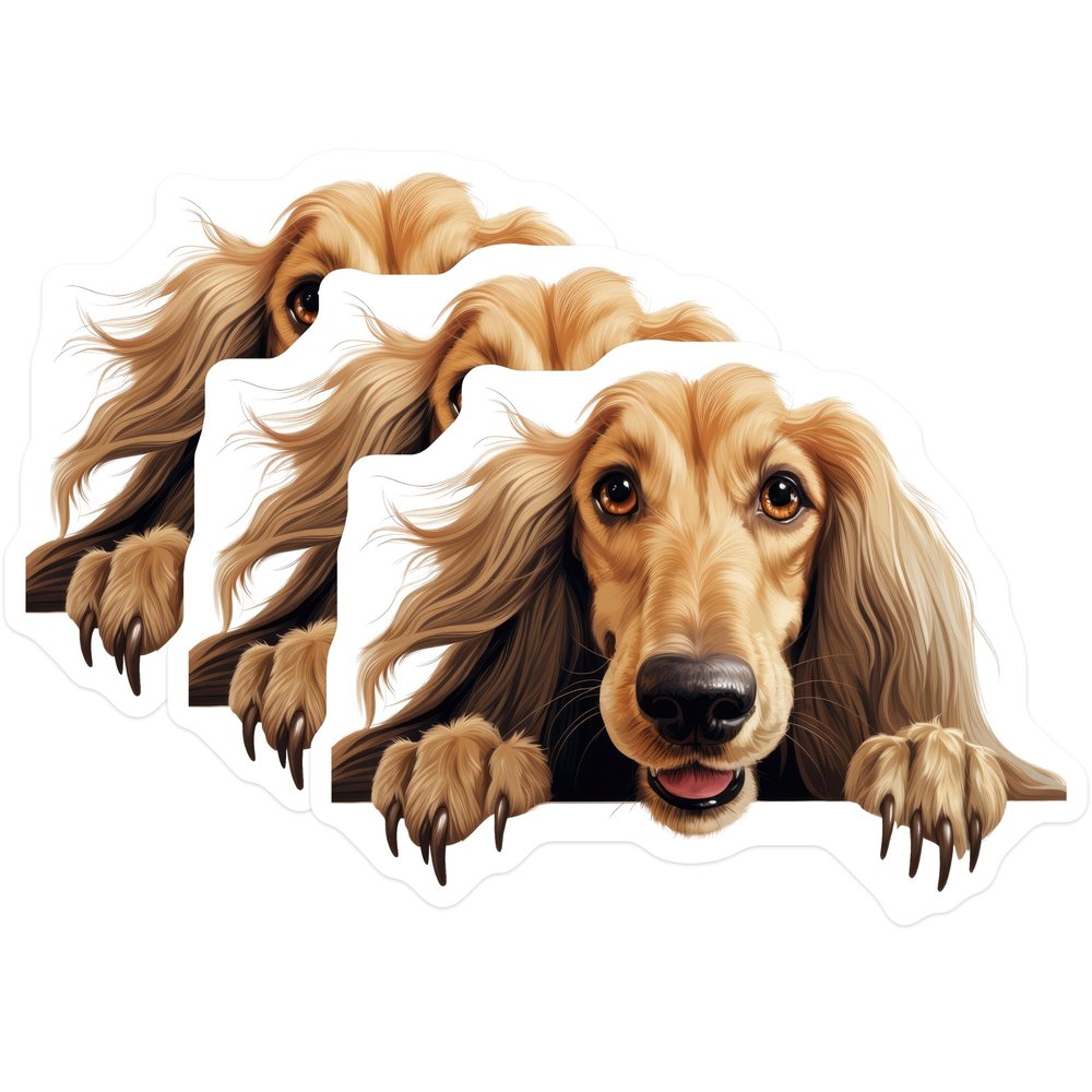(3 Pack) Afghan Hound Decals - Laptop Decal - Dog Breed Stickers - 3 Inches On Longest Side - Easy Peel & Apply - Made in USA - 3MCS8579