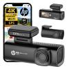 HP 4K+1080P Dash Cam, Front and Rear Dash Camera for Cars, 1.5" LCD Screen, 64GB Card, Night Vision with WDR, Support Parking Mode, GPS Tracking, G-Sensor Accident Recording, Model f499x view 1
