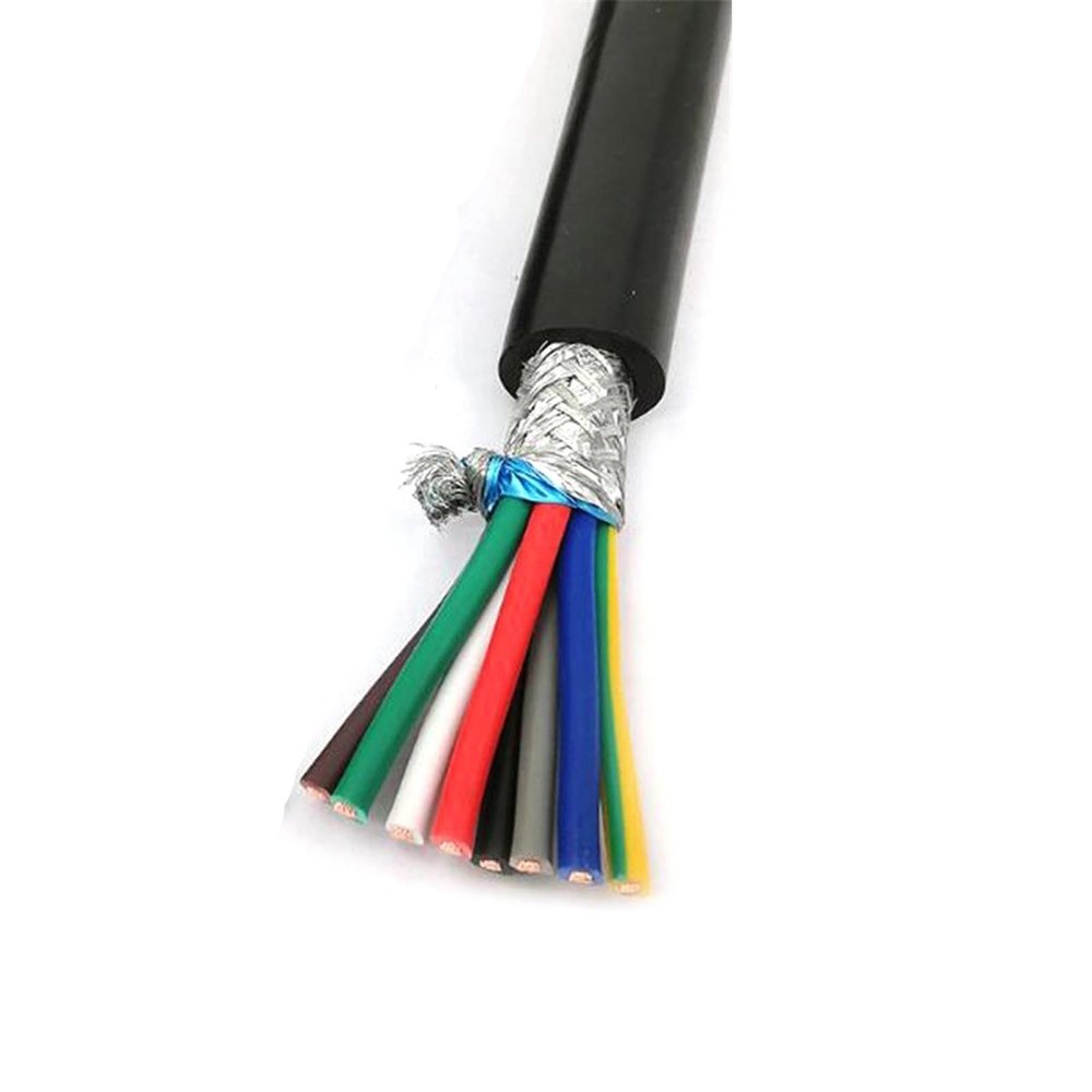 ACFFVBW Coiled Extension Cord, Control Signal Cable 2 Meters 22AWG 0.2-1.5mm2 Multiple Cores Shielded Loom Black(Black 0.2,2 Meter 8 core)